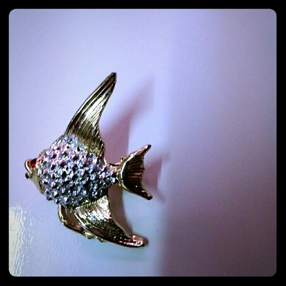 Vintage brooche gold silver with red gemstone - Picture 5 of 5